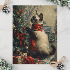 Cute Siamese Cat Christmas Vintage