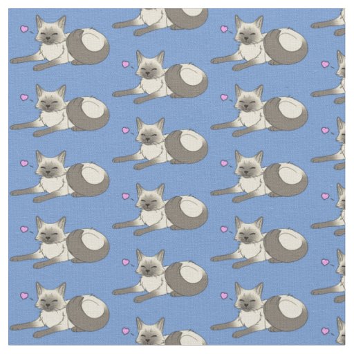Cute Siamese Cat Fabric