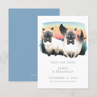 Cute Siamese Cat Gay Couple Save The Date Wedding Invitation