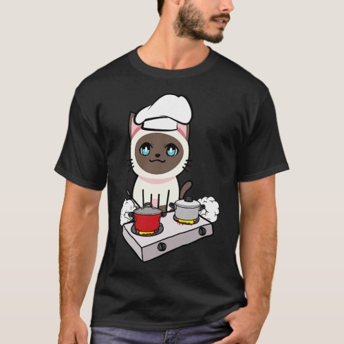 Cute Siamese cat is cooking T_Shirt
