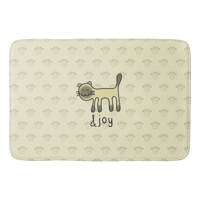 cute Siamese cat & joy doodle Bathroom Mat (Front)