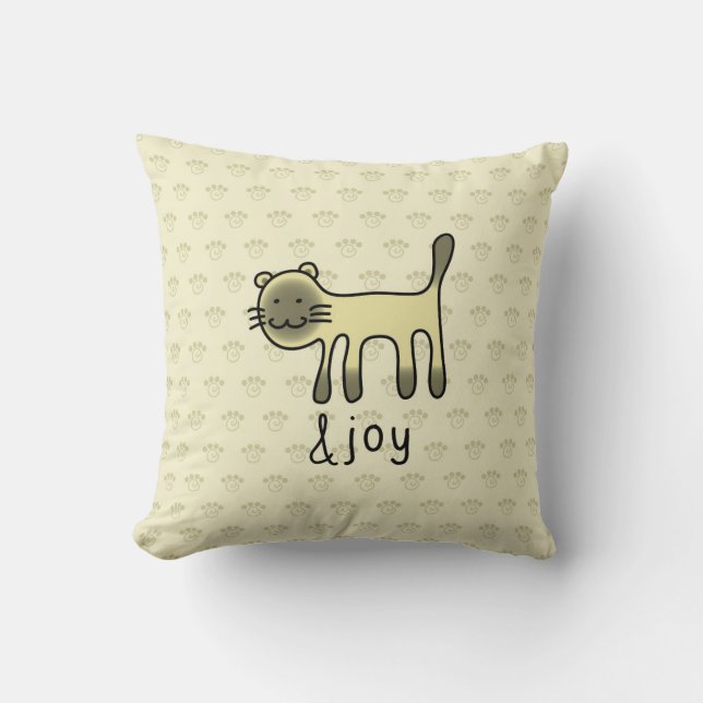 cute Siamese cat & joy doodle Throw Pillow (Front)