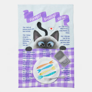 Cute Siamese Cat Kitchen Towel