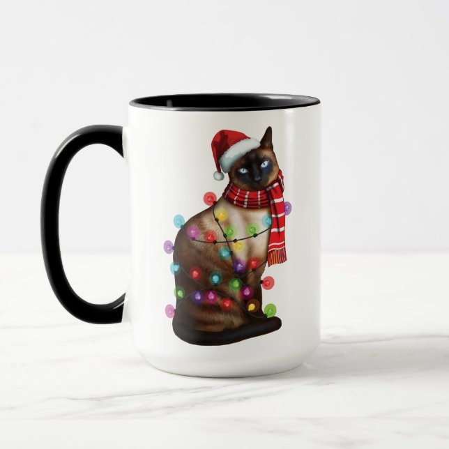 Cute Siamese Cat Lover Funny Xmas Holiday Gift Mug (Left)