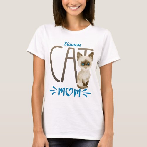 Cute Siamese Cat Mom T_Shirt