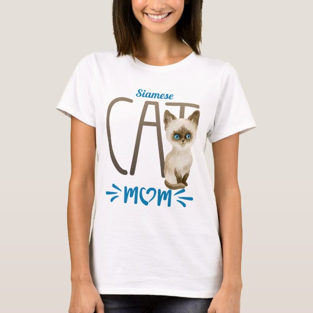 Cute Siamese Cat Mom T-Shirt (Front)