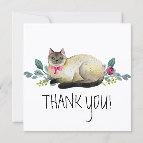 Cute Siamese Cat on White Thank You