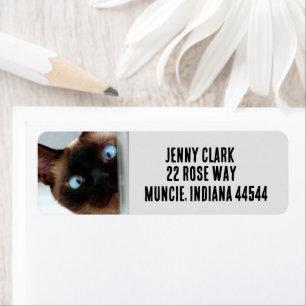 CUTE SIAMESE CAT PEEKING RETURN ADDRESS LABELS