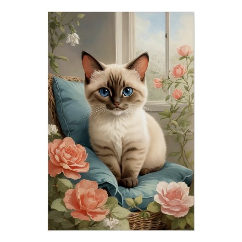 Cute Siamese Cat Poster