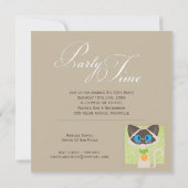 Cute Siamese Cat Script Any Age Birthday Party Invitation (Back)