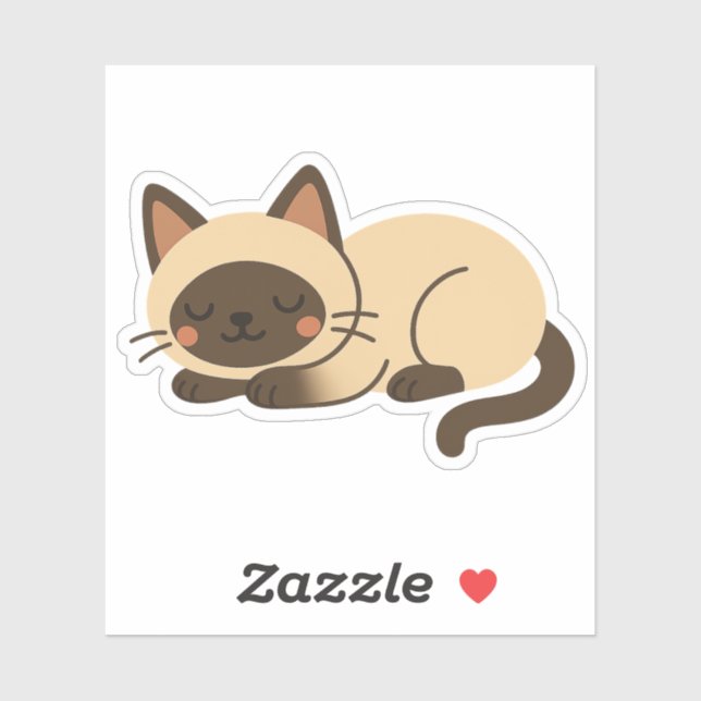 Cute Siamese Cat Sleeping – Kawaii Style Sticker (Sheet)