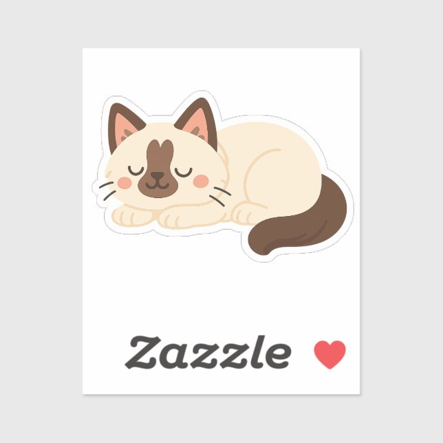 Cute Siamese Cat Sleeping Sticker (Sheet)