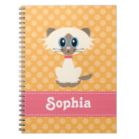 Cute Siamese Cat Spiral Notebook Journal