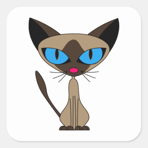 Cute Siamese Cat Square Square Sticker