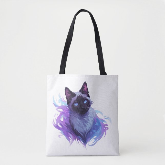 Cute Siamese Cat Tote Bag (Front)