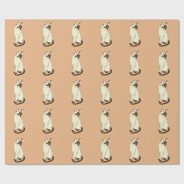 CUTE SIAMESE CAT WRAPPING PAPER (Flat)