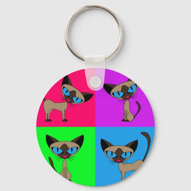 Cute Siamese Cats Keychain (Front)