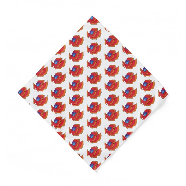 Cute Siamese fighting fish betta cartoon  Bandana (Front)