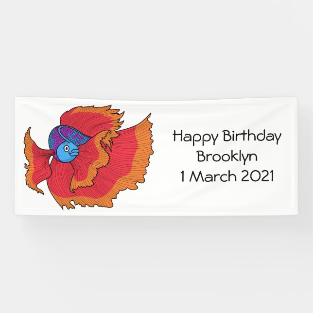 Cute Siamese fighting fish betta cartoon  Banner (Horizontal)