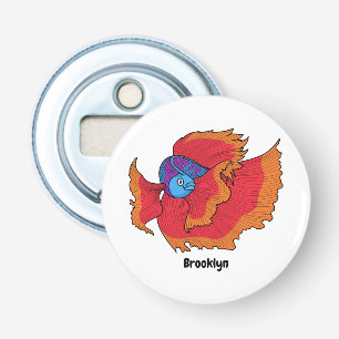 Cute Siamese fighting fish betta cartoon Bottle Opener