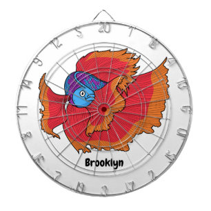 Cute Siamese fighting fish betta cartoon  Dart Board