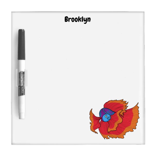 Cute Siamese fighting fish betta cartoon  Dry Erase Board (Front)