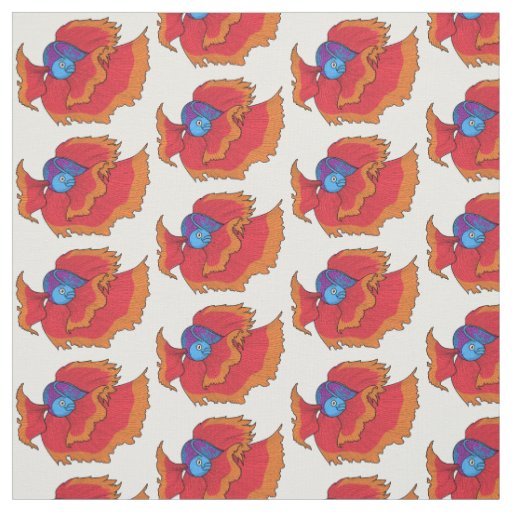 Cute Siamese fighting fish betta cartoon  Fabric