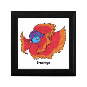 Cute Siamese fighting fish betta cartoon Gift Box