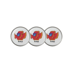 Cute Siamese fighting fish betta cartoon Golf Ball Marker