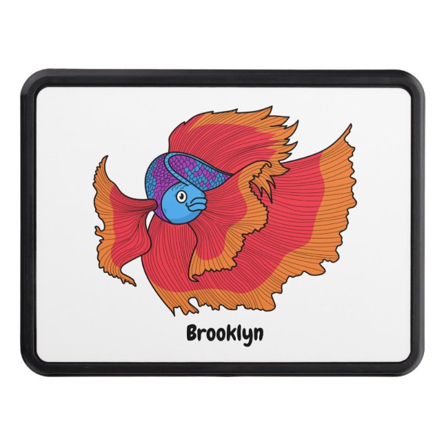 Cute Siamese fighting fish betta cartoon  Hitch Cover (Front)