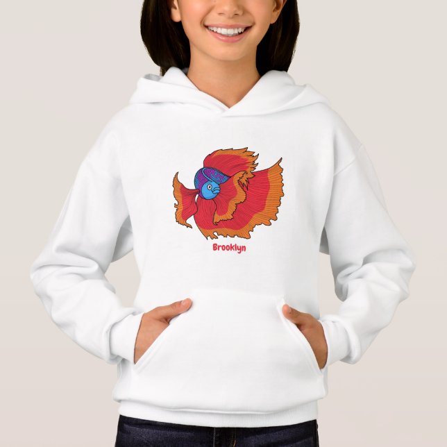 Cute Siamese fighting fish betta cartoon Hoodie (Front)