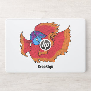 Cute Siamese fighting fish betta cartoon HP Laptop Skin