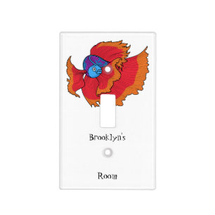 Cute Siamese fighting fish betta cartoon  Light Switch Cover