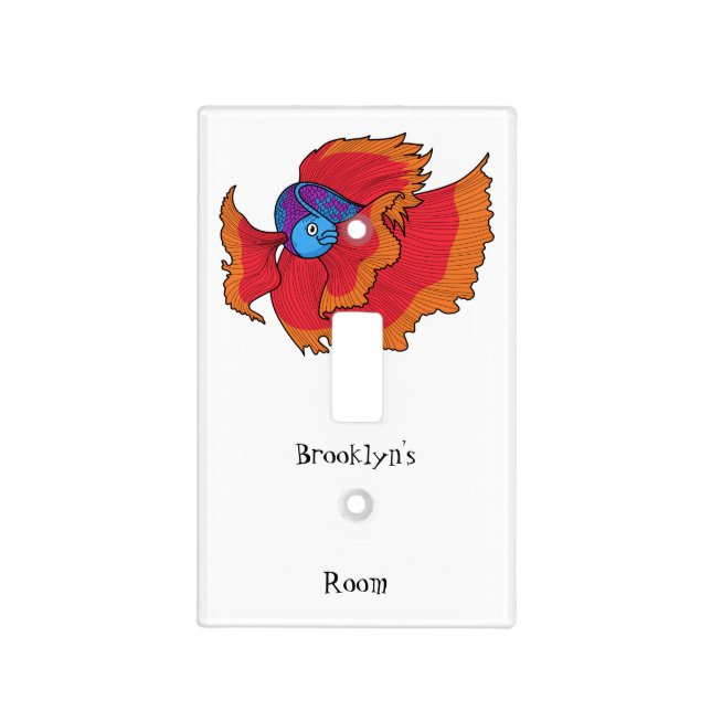 Cute Siamese fighting fish betta cartoon  Light Switch Cover (Front)