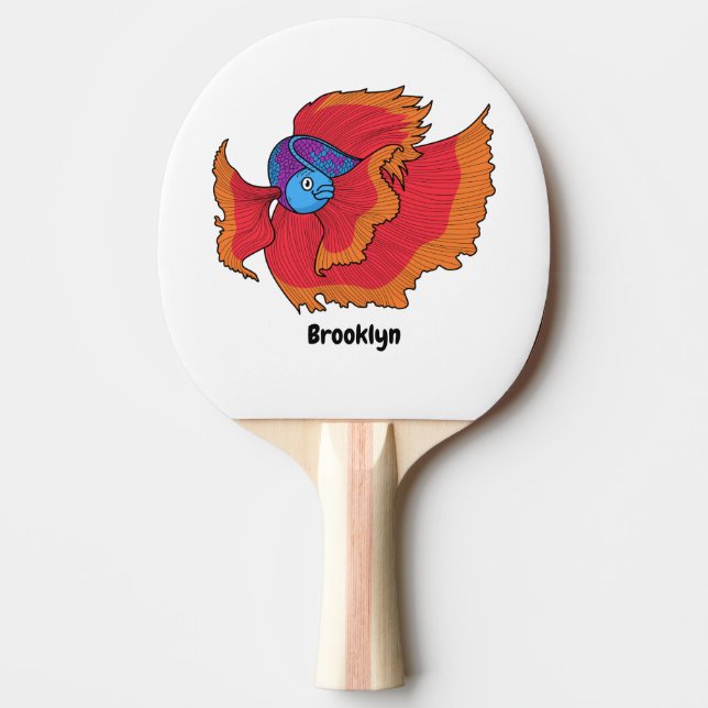 Cute Siamese fighting fish betta cartoon  Ping Pong Paddle (Front)