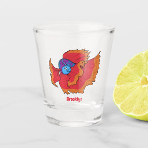 Cute Siamese fighting fish betta cartoon Shot Glass