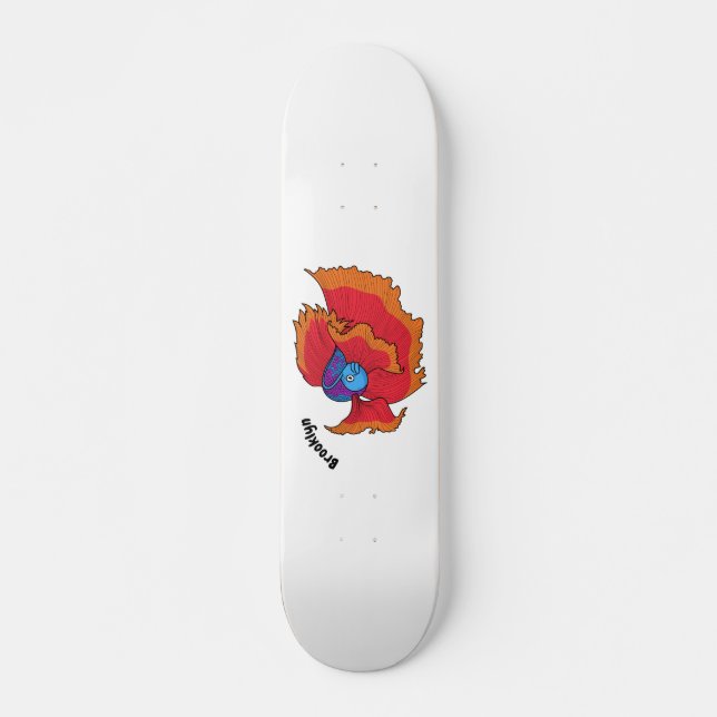 Cute Siamese fighting fish betta cartoon  Skateboard (Front)