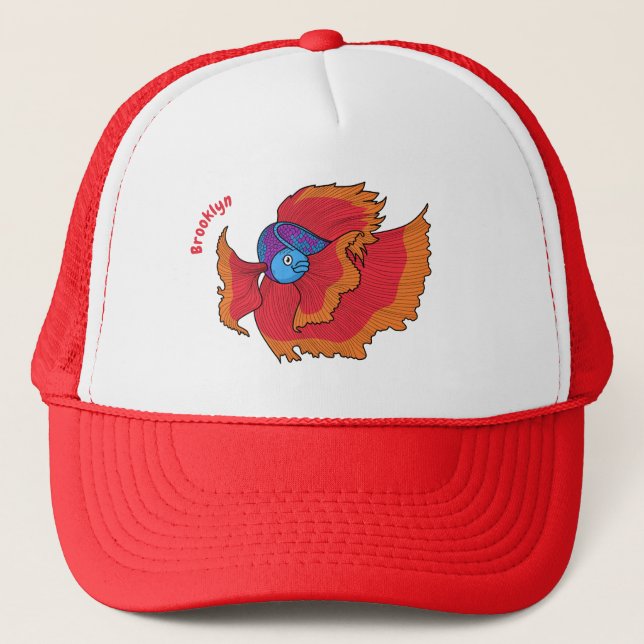 Cute Siamese fighting fish betta cartoon Trucker Hat (Front)