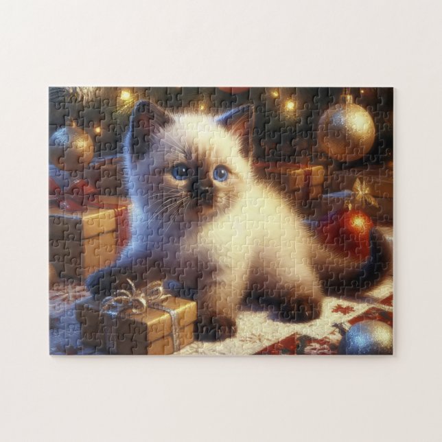 Cute Siamese Kitten Christmas Jigsaw Puzzle (Horizontal)