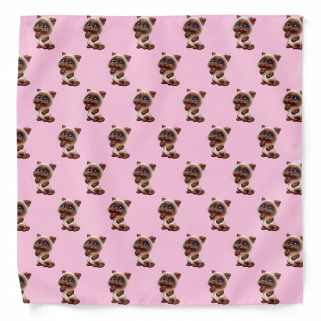 Cute Siamese Kitty Cat Bandana (Front)