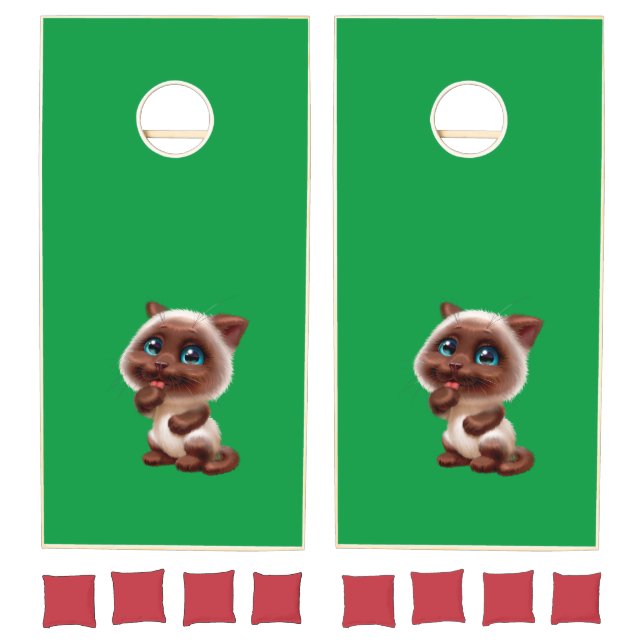 Cute Siamese Kitty Cat Cornhole Set (Set)