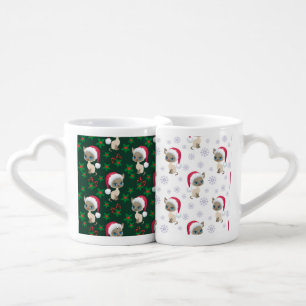 CUTE SIAMESE KITTY CATS WITH SANTA HATS COFFEE MUG SET