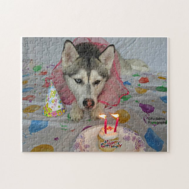 Cute Siberian Husky Birthday Puzzle (Horizontal)