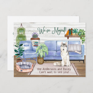 Cute Siberian Husky Cozy New Home Moving Announcement Postcard