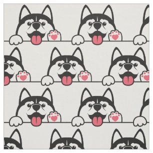 Cute Siberian Husky custom color Fabric