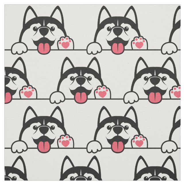 Cute Siberian Husky custom color Fabric (Swatch)
