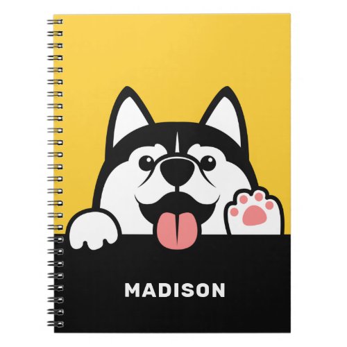 Cute Siberian Husky custom name Notebook
