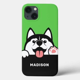 Cute Siberian Husky custom name phone cases