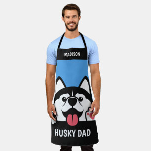 Cute Siberian Husky custom text Apron