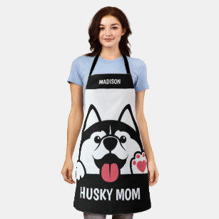 Cute Siberian Husky custom text Apron